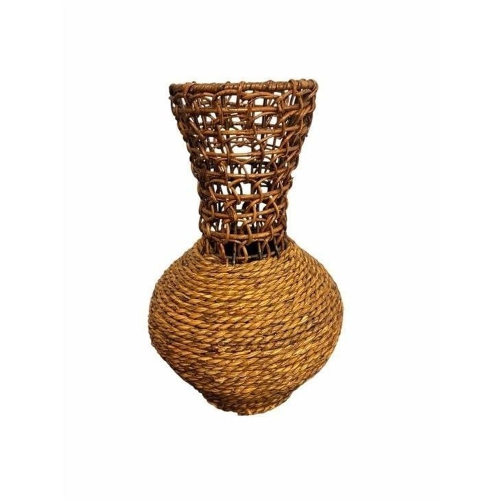American Rope & Reed Handwoven Vase MCM - Picture 2 of 4